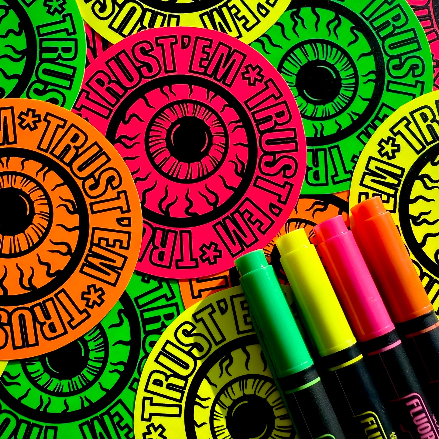 Neon Eyeball Stickers x 3